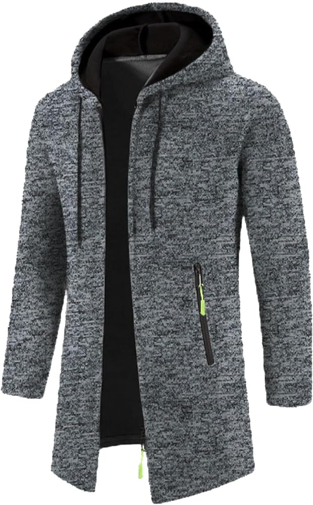 Men's Thicken Hooded Cardigan Sweater 2024 Winter Thermal Sweaters Coat Full Zip Quilted Jacket Business Casual Knit Outwear