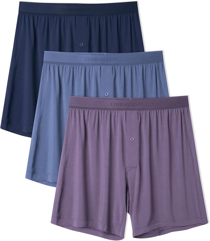 DAVID ARCHY Mens Boxer Shorts Micro Modal Loose Mens Boxers Soft Breathable Boxers for Men Pack