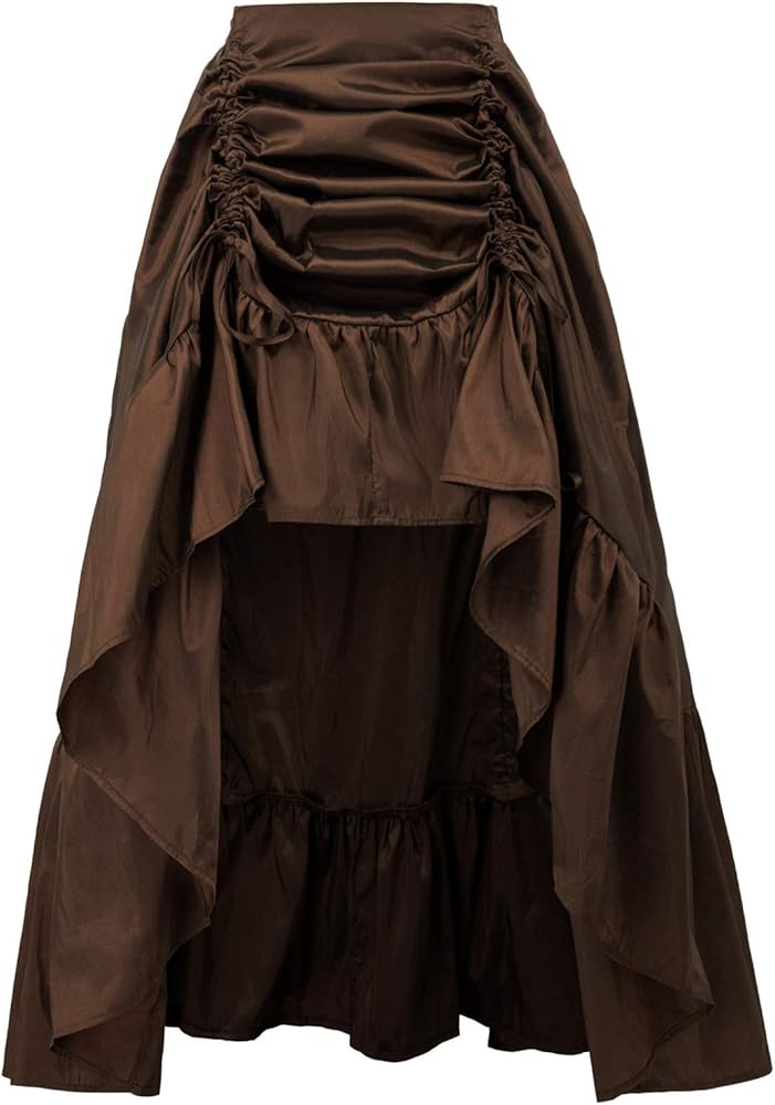 Scarlet Darkness Women's Gothic Steampunk Skirt Victorian High-Low Bustle Skirt
