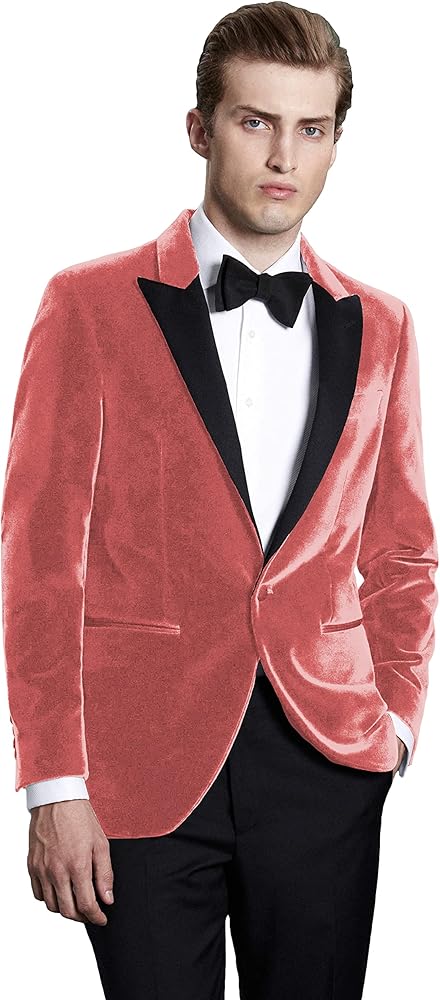 Mens Velvet Slim Fit Jacket Suits Shawl Lapel Blazer Tuxedo Outerwear Groomsmen Party Coats