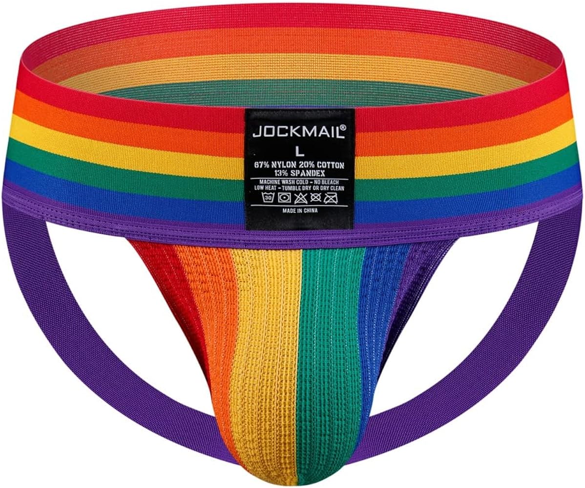 JOCKMAIL Mens Briefs Jockstrap Athletic Supporter Men Jockstrap Rainbow Men Sport Underwear Jockstrap for Gym Sport
