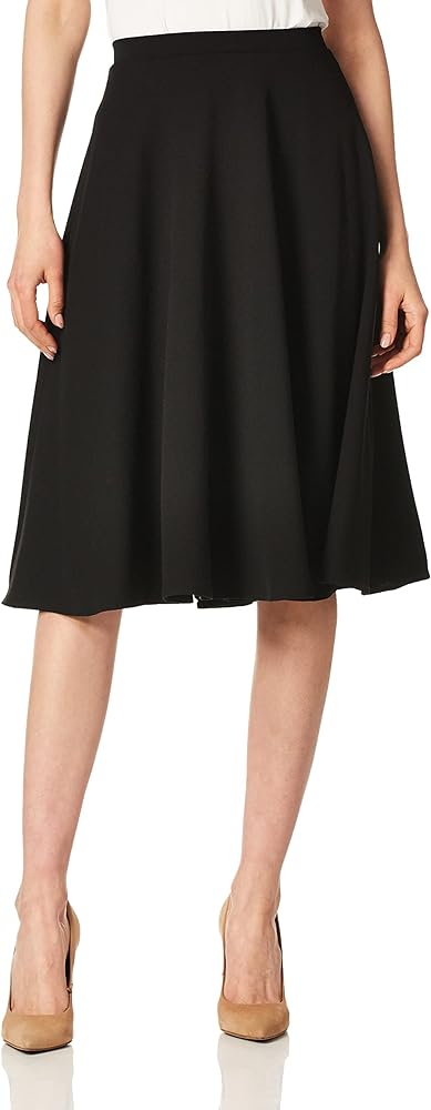 Star Vixen Women's Plus-Size Midi Full Skater Skirt, Black, 2X