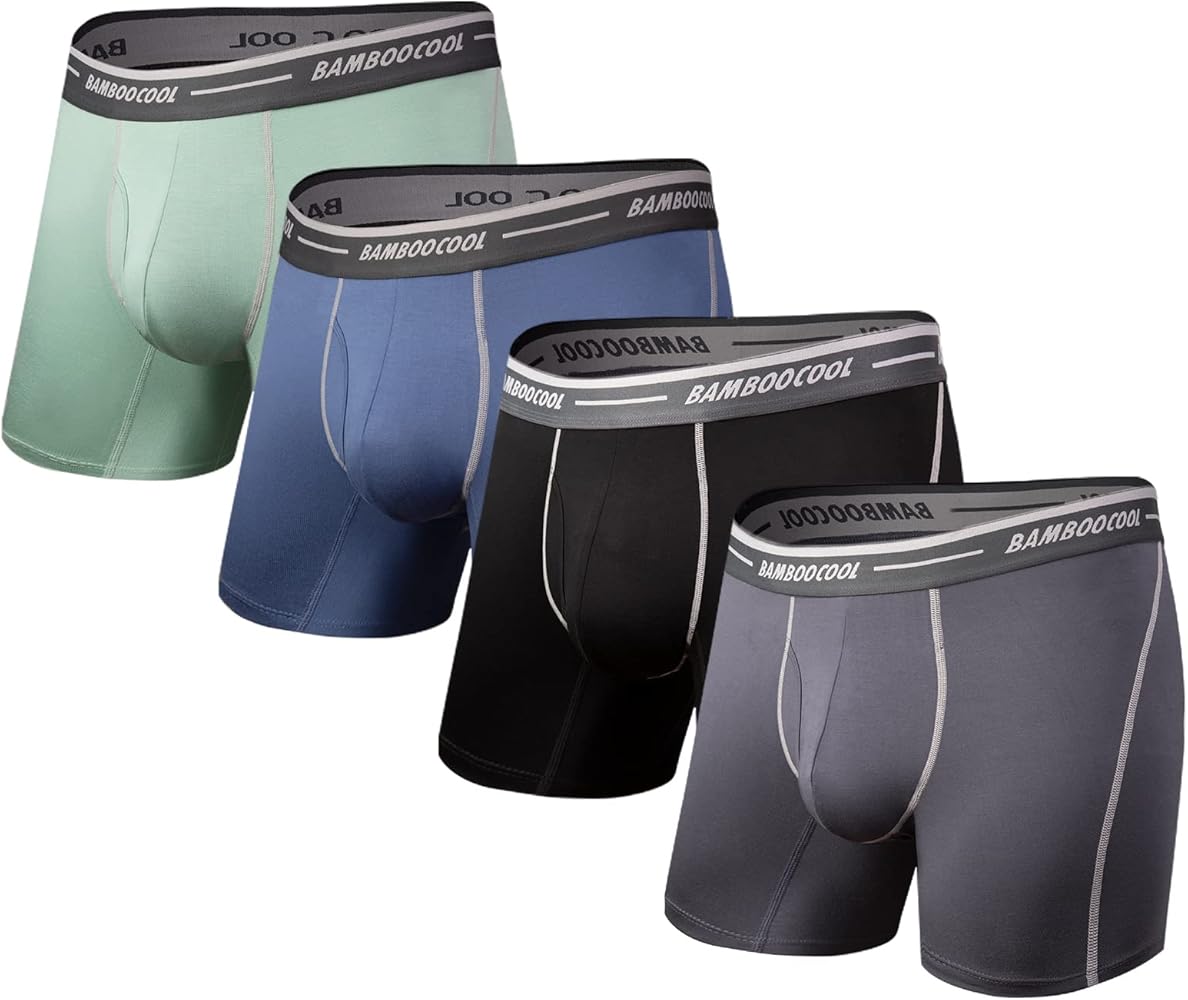 BAMBOO COOL Men's Underwear Boxer Briefs with Open Fly,Regular Leg,Moisture-Wicking Cool Comfort Underwear For men