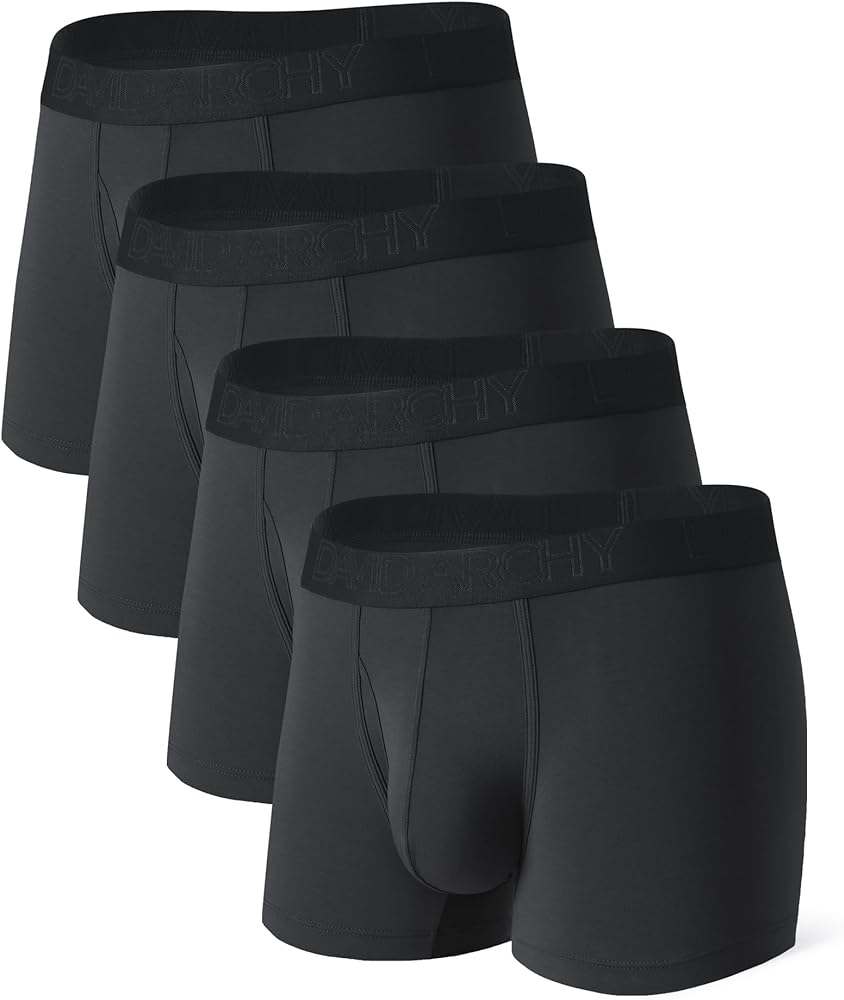 DAVID ARCHY Mens Trunks Underwear 4 Pack Rayon Made from Bamboo, Breathable Pouch Underwear for Men 3.5"
