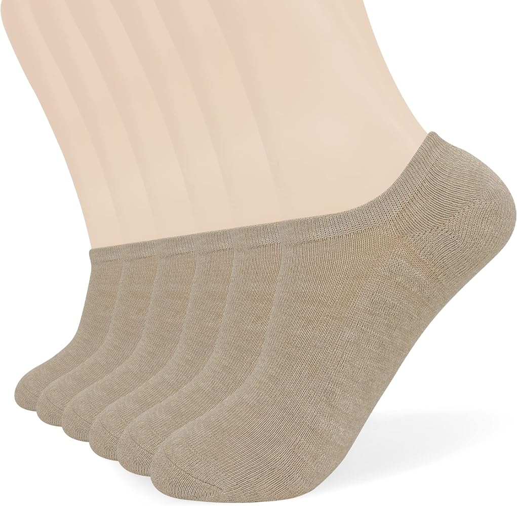 Women's & Men's No Show Socks Cushioned Invisible Low cut Loafer Sneaker Socks With Non-Slip Grip 6 Packs