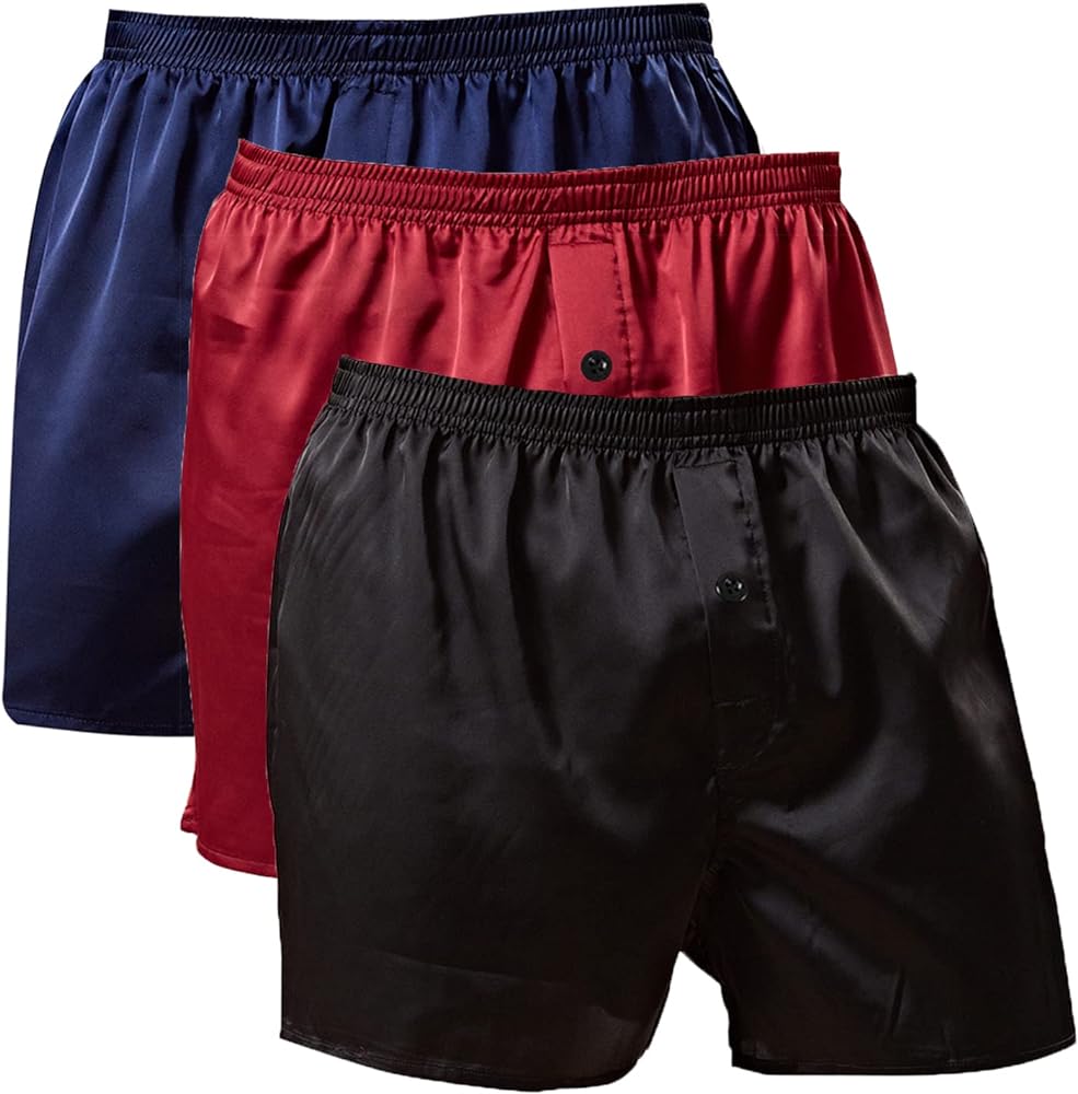Men's Silky Satin Boxers Shorts Pajama Shorts Bottom Loose Satin Underwear Sleepwear Boxers