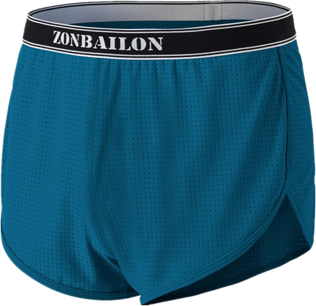 ZONBAILON Mens Mesh Sheer See Through Shorts Boxer Underwear Loose Lounge Transparent Unlined Trunks