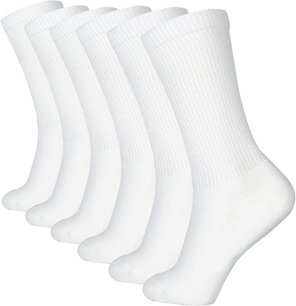 +MD Crew Socks for Men 6 Pairs, Viscose for Bamboo, Mens Dress Socks with Soft Cushioned, Smell Control, Black White