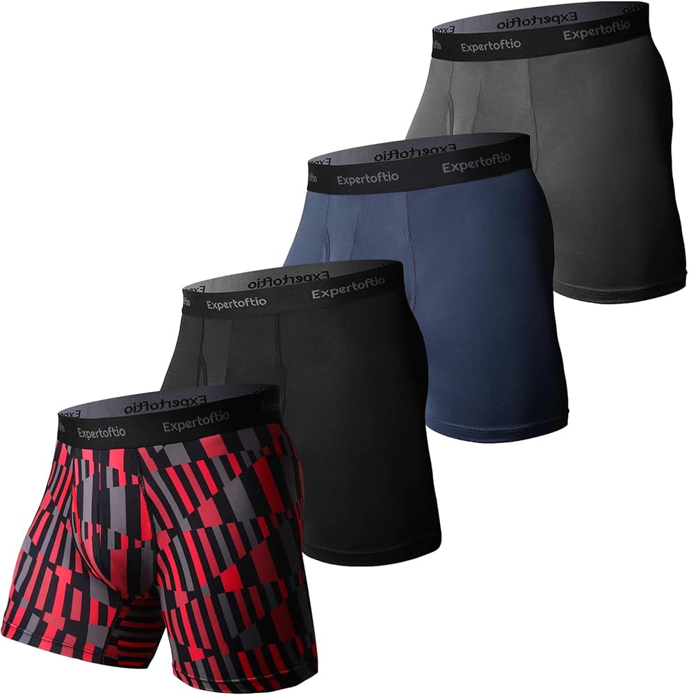 Men's Underwear Boxer Briefs 6 Inch Moisture Wicking Underwear for Men Pack, Anting Chafing, Fly Pouch M