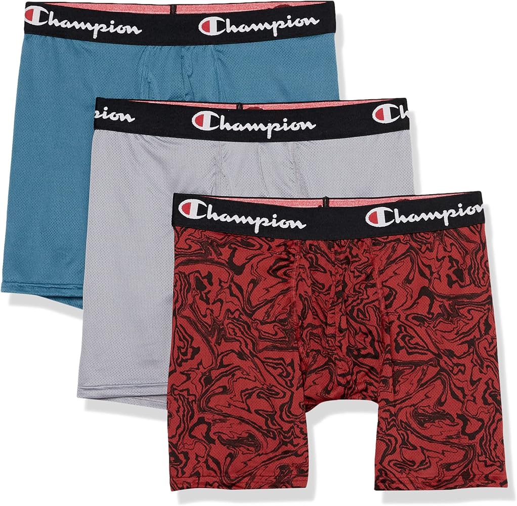 Champion Men's Boxer Brief, Lightweight Stretch Mesh Underwear, 3-Pack