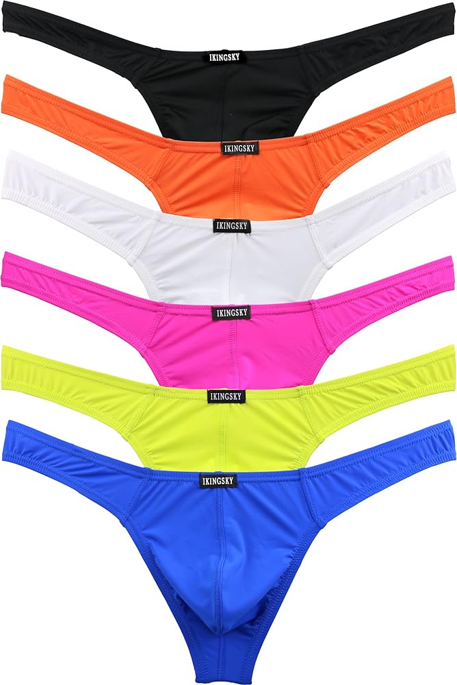 IKINGSKY Men's Low Rise Bulge Thong Sexy Mens Underwear Soft T-back Under Panties for Men