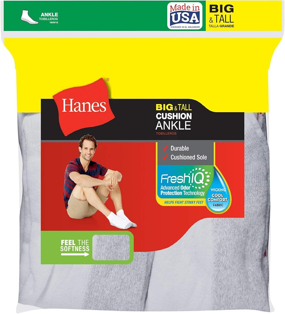 Hanes Men's 10-Pack Athletic Reinforced Toe and Heel Ankle Socks
