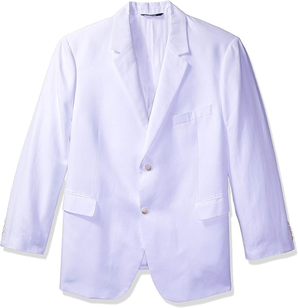 Perry Ellis Men's Linen-Blend Suit Jacket, Breathable Single Breasted Blazer, Regular Fit, with Chest Pocket (Sizes 36-54)