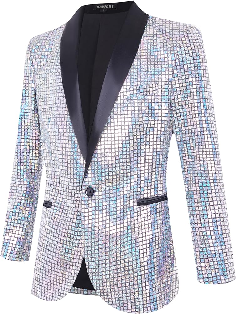Sequin Blazer Sparkle Suit Disco Prom Jacket Party Shiny Tuxedo Banquet Celebration Fashion Sport Coat for Mens Adult