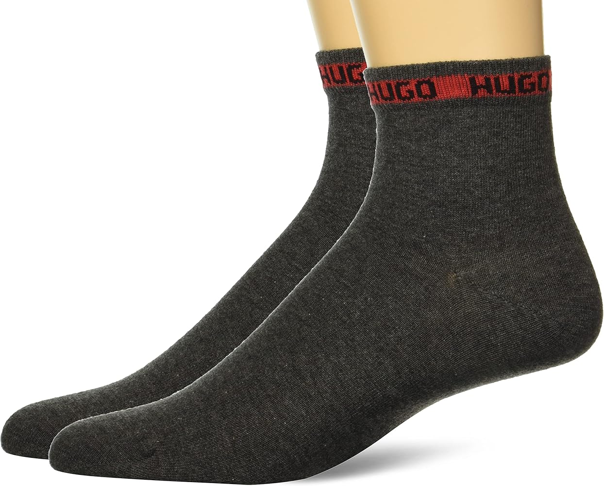 HUGO Men's 2-pack Tape Design Logo Cotton Short Socks