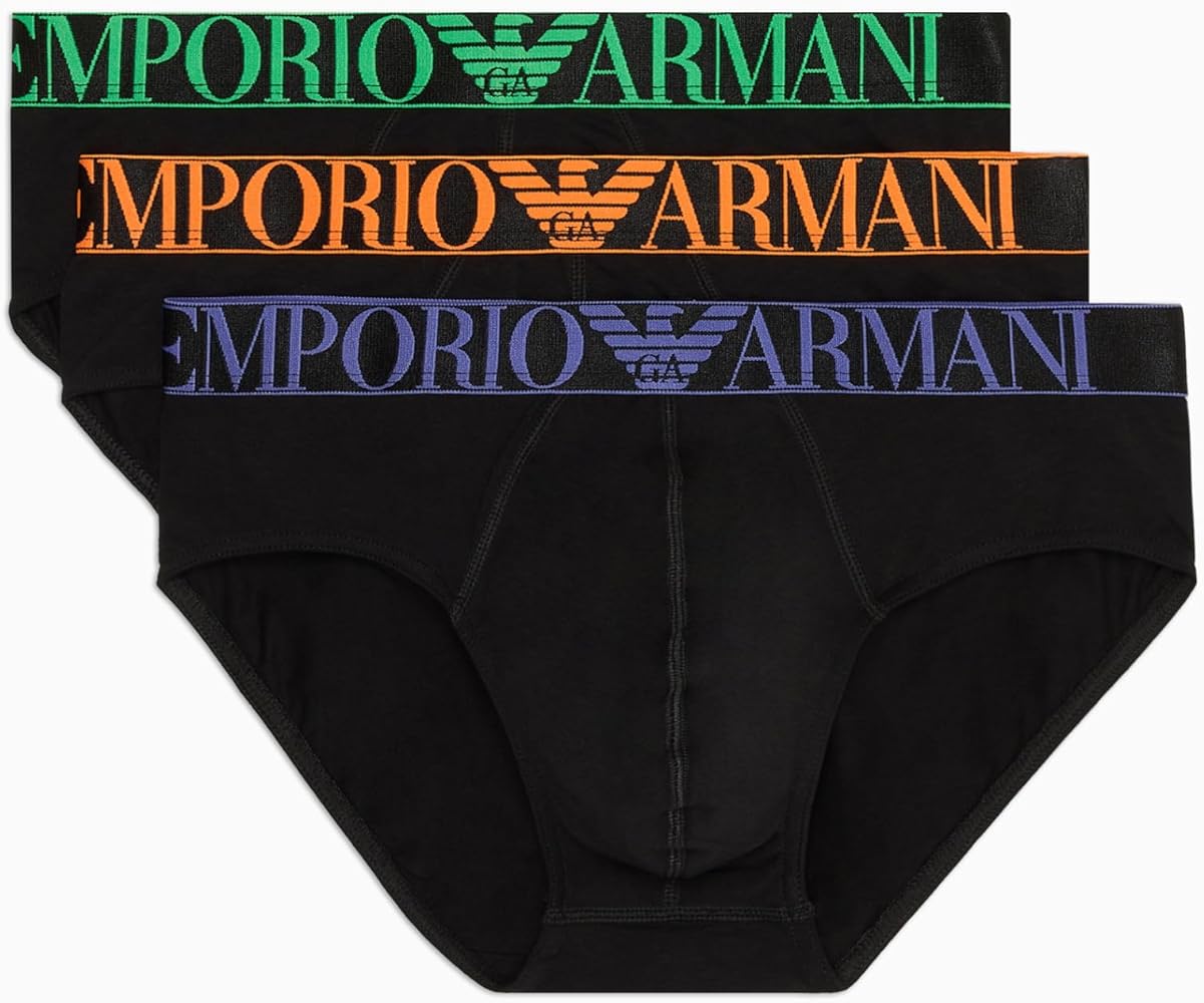 Emporio Armani Men's Stretch Cotton Shiny Logoband 3-Pack Brief