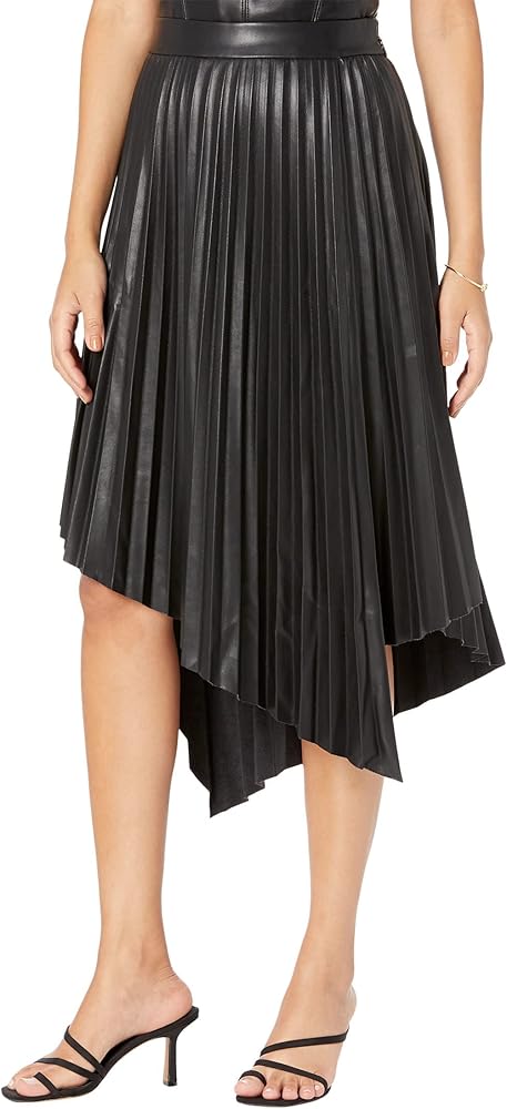 BCBGMAXAZRIA Women's Fit and Flare Asymmetrical Pleat Skirt