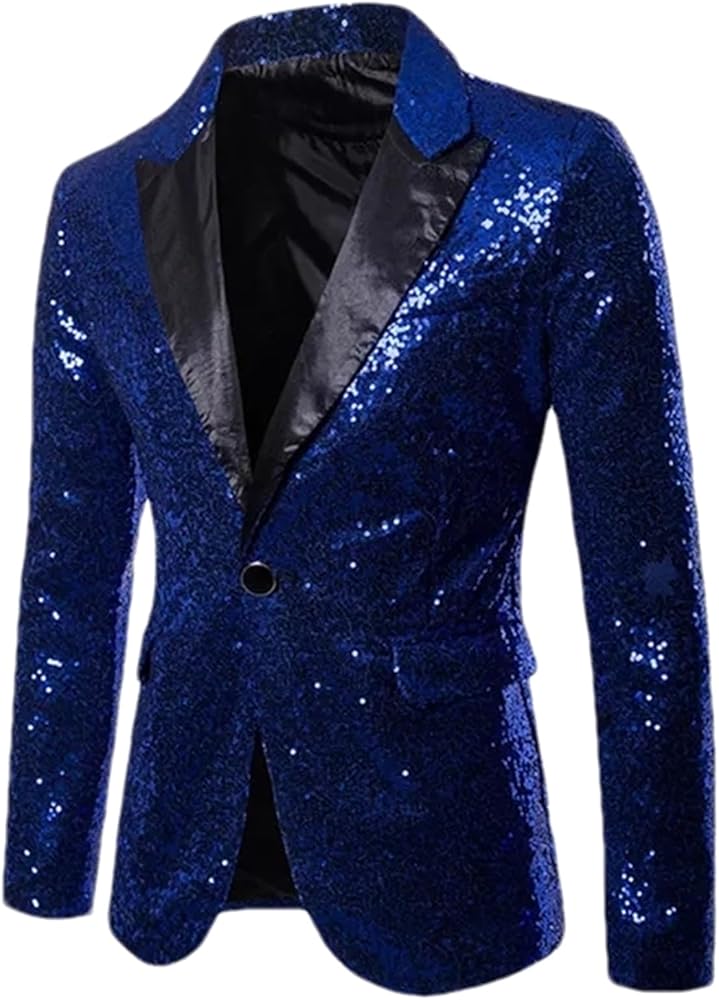 Black Sequin One Button Shawl Collar Suit Jacket Men Bling Glitter Nightclub Prom Dj Blazer Jacket Men Stage Clothes