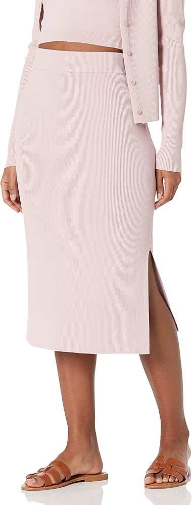 The Drop Women's Vera Slim Side-Slit Midi Sweater Skirt