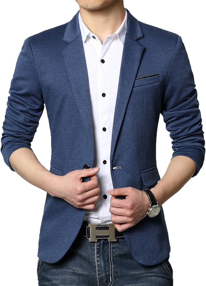DAVID.ANN Men's Fit Casual One Button Blazer Jacket