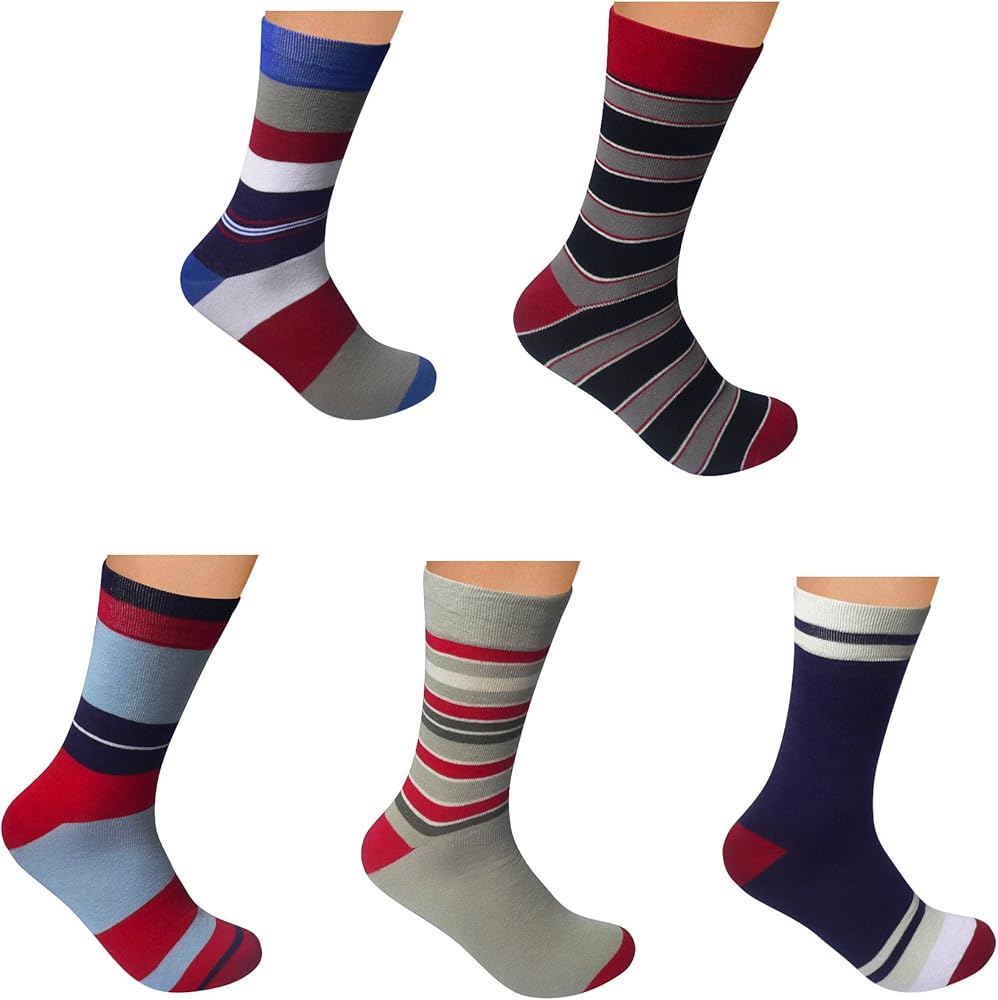 Rambutan Men's Seamless Cotton Socks Explorer Collection US 8.5-12.5 Multi-Color (5 pack)