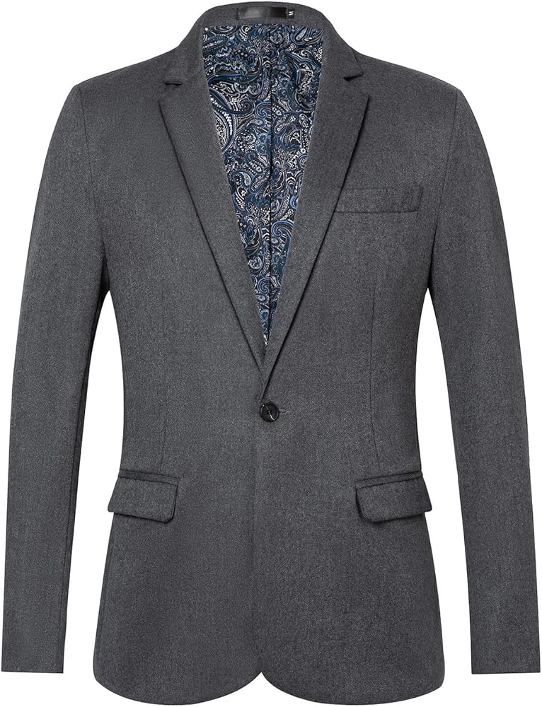 Blazer for Men Slim Fit Tweed Blazers for Mens One Button Solid Color Jacket Blazer Suit for Business Casual
