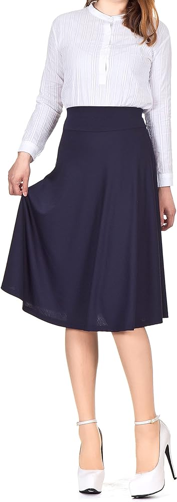 Dani's Choice Stretch High Waist A-line Flared Long Midi Skirt