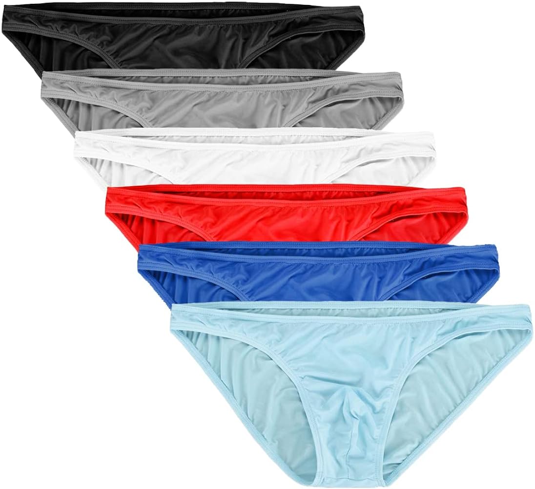 Summer Code Mens Basic Bikini Briefs Pack Low Rise Ice Silk Underwear