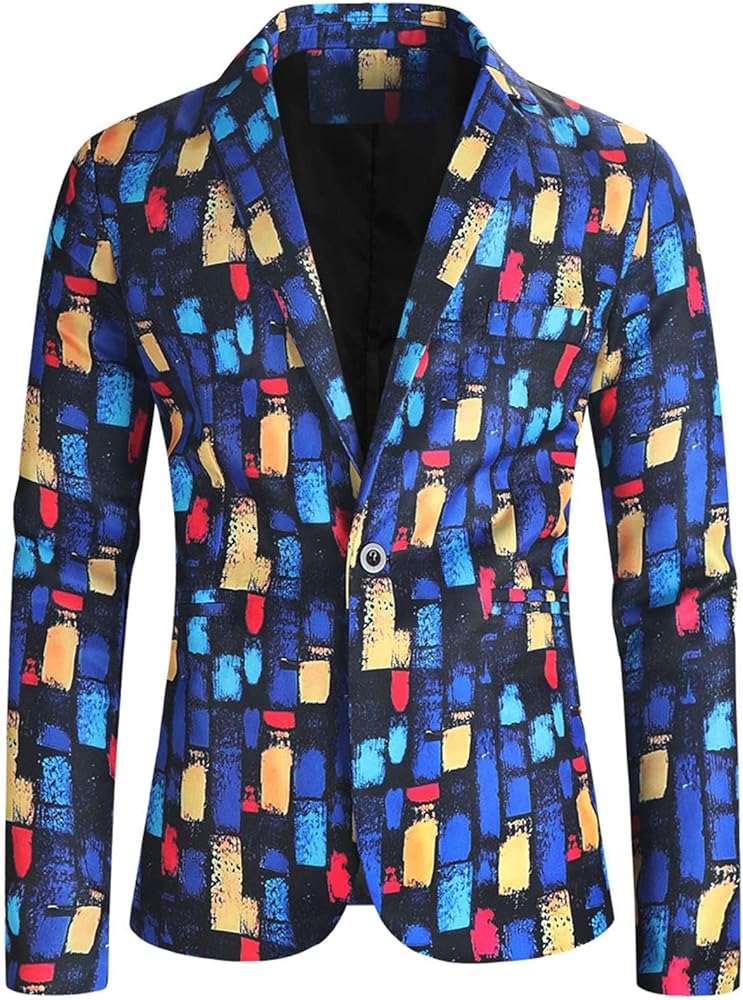 Men's Slim Fit Casual One Button Blazer Jacket Mens Coat Casual Blazer One Button Business Suit Jacket Coat