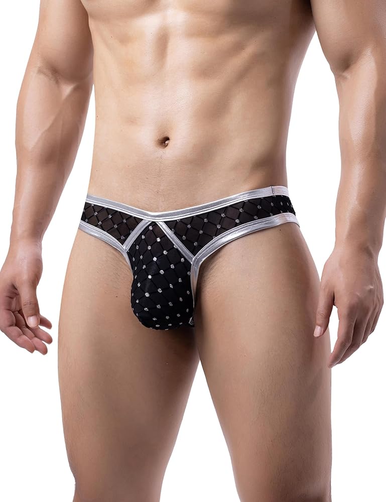 ohyeahlady Mens Thongs Underwear Sexy Low Rise Jockstrap Bikini Briefs Mesh Bulge Pouch Underwear for Men Clubwear