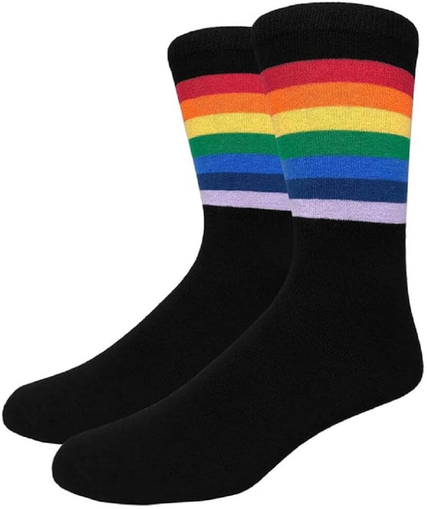 COUVER Men's Cotton Luxury Colorful Striped Casual Crew Dress Socks, Size 8 to 13