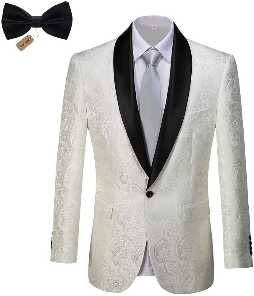 Men's Floral Tux Suit Jacket One Button Slim Fit Paisley Wedding Suit Blazer for Men Prom Party Dinner Jacket Sport Coat