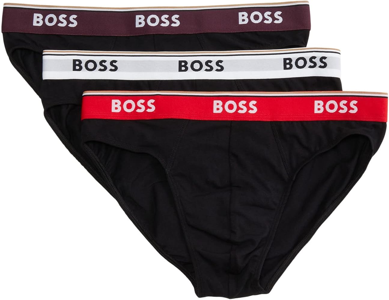 BOSS Men's 3 Pack Bold Logo Cotton Stretch Briefs, Coal/Coal/Coal, XXL