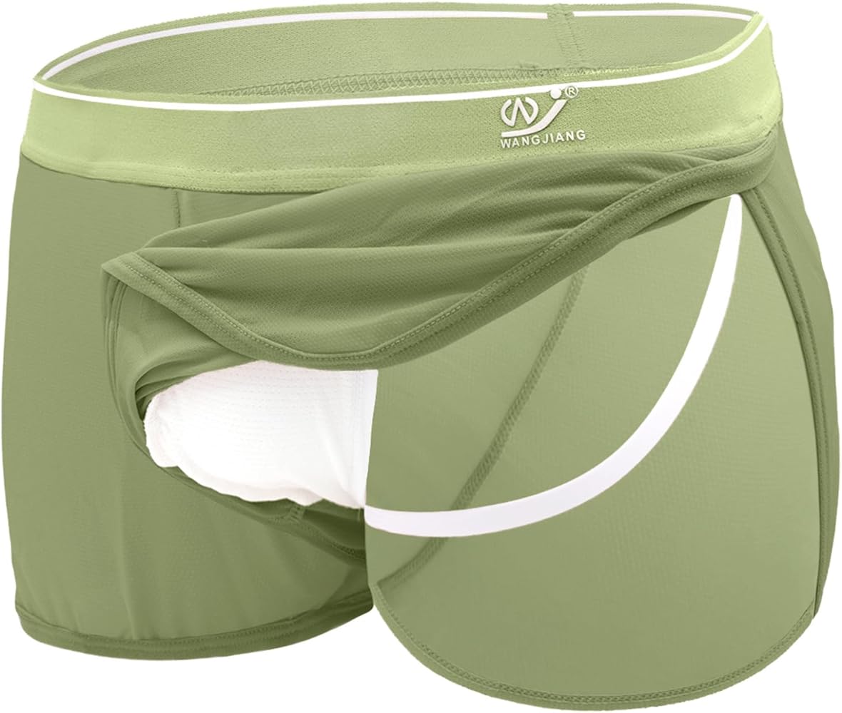 MIZOK Men' s Sexy Mesh Large Split Side Jockstrap Shorts See Through Boxers Short
