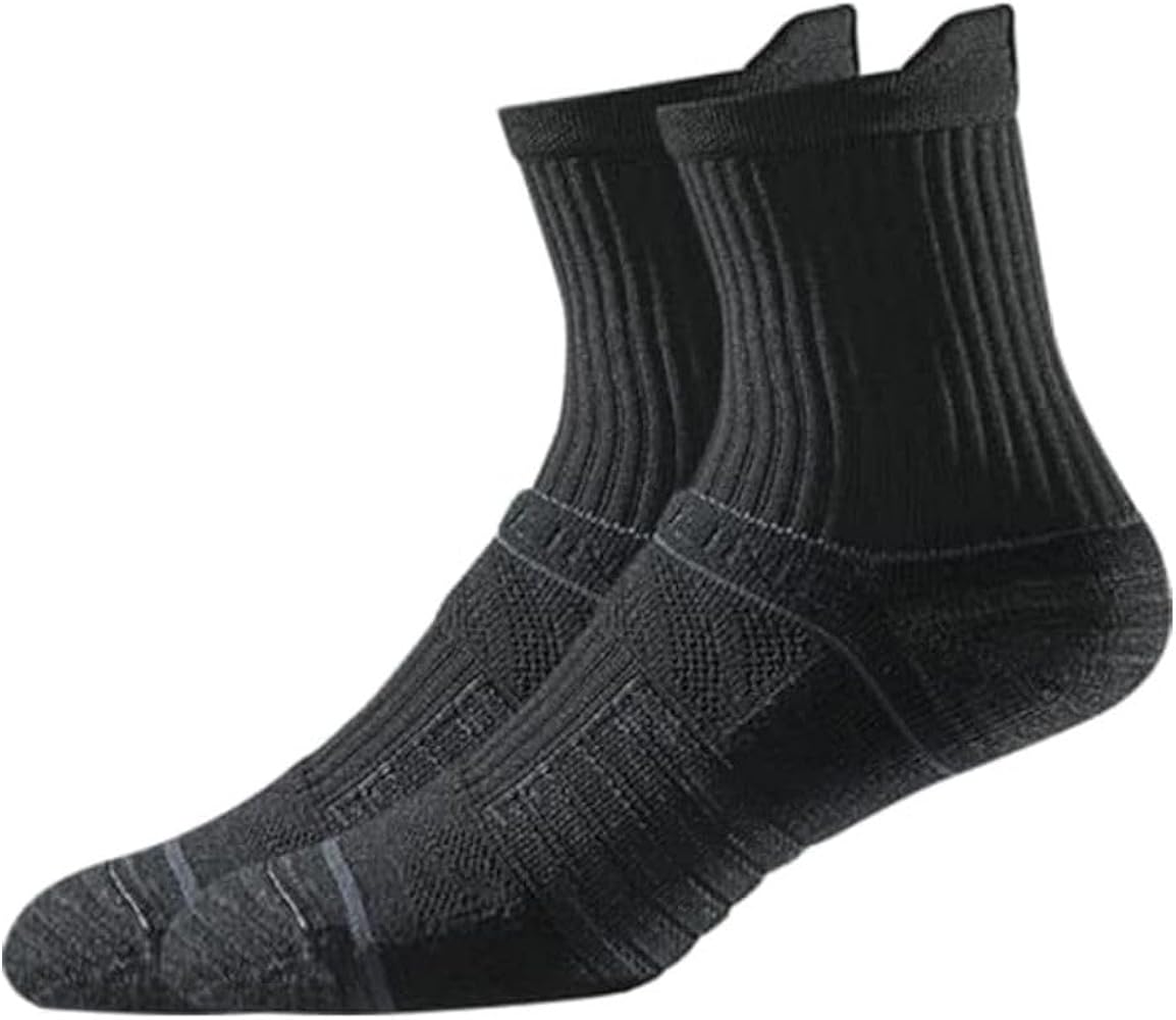 Strideline Basic Mid Length Socks | Quad-Ply Yarn Padding, Direct Compression and Zoned Cushioning, 1 Pack (Black, Medium-Large)