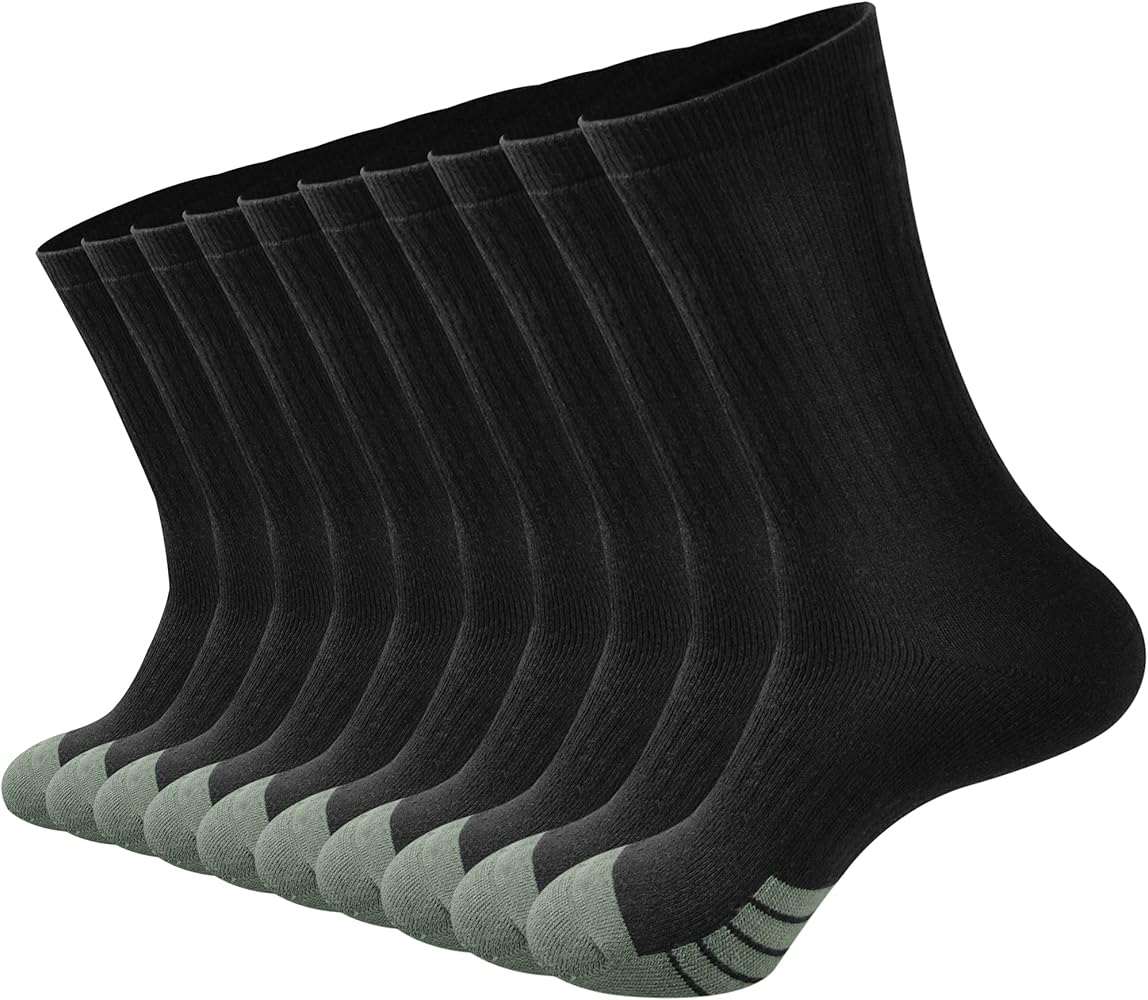 Men's Cotton Athletic Moisture Control Heavy Duty Work Boot Cushion Crew Socks Multi Pack