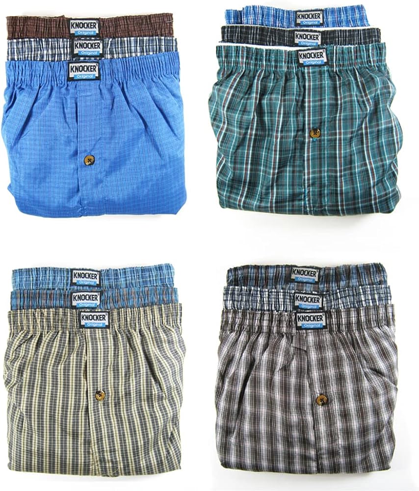6 Mens Plaid Boxer Shorts Lot Underwear Pack Size L 38-40 Comfort Waistband New Blue