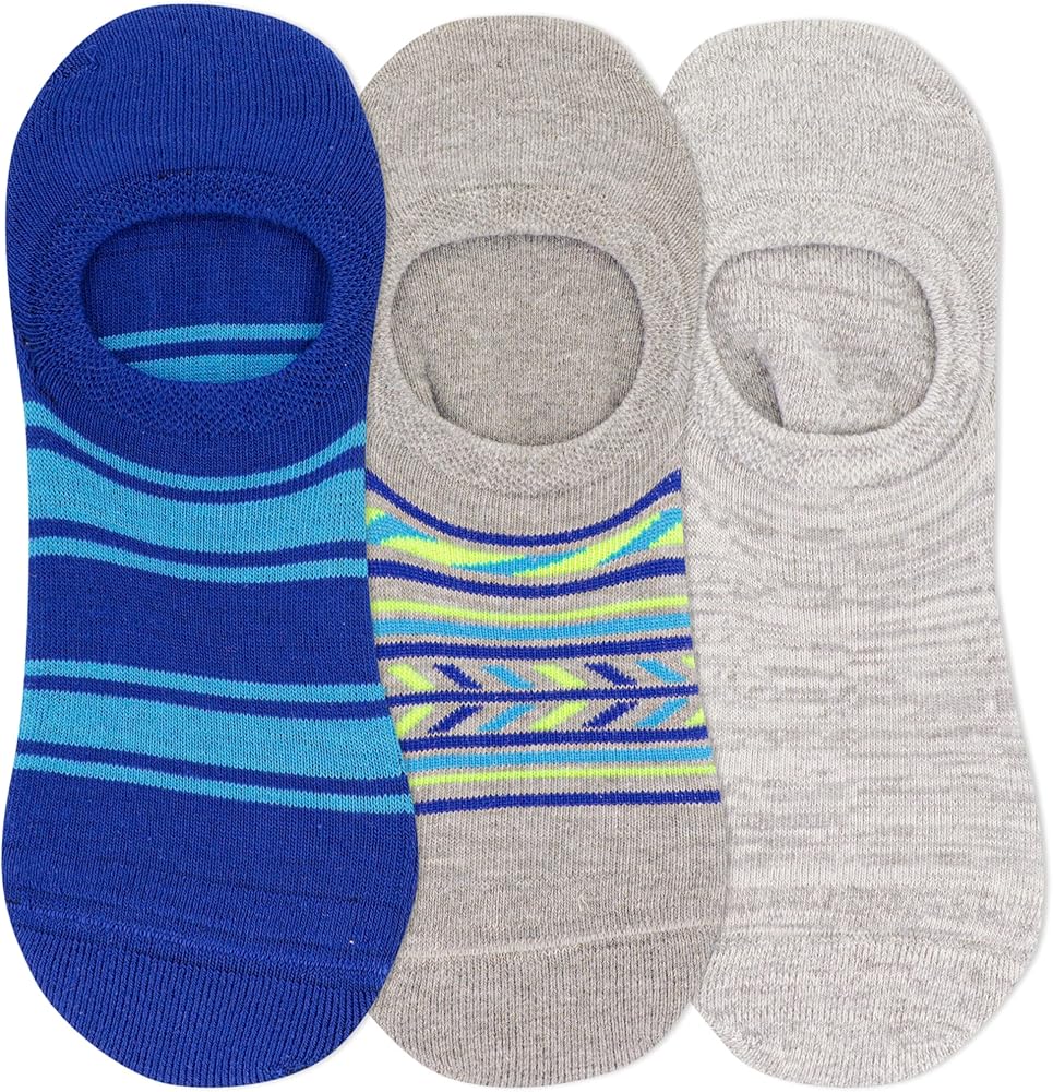 Hot Sox Men's Fun Geometric Stripe Liner Socks - 3 Pair Pack - Cool & Funny Novelty Fashion Pattern Design Socks