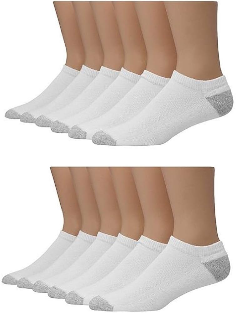 Hanes Men's FreshIQ No-Show Socks 12 Pack Cool Comfort Lightweight Breathable Mesh