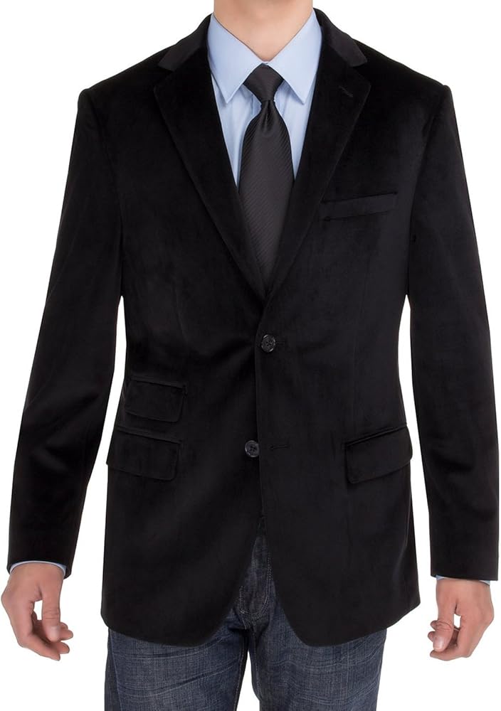 Men's Two Button Sport Coat Suit Jacket Modern Fit Velvet Blazer