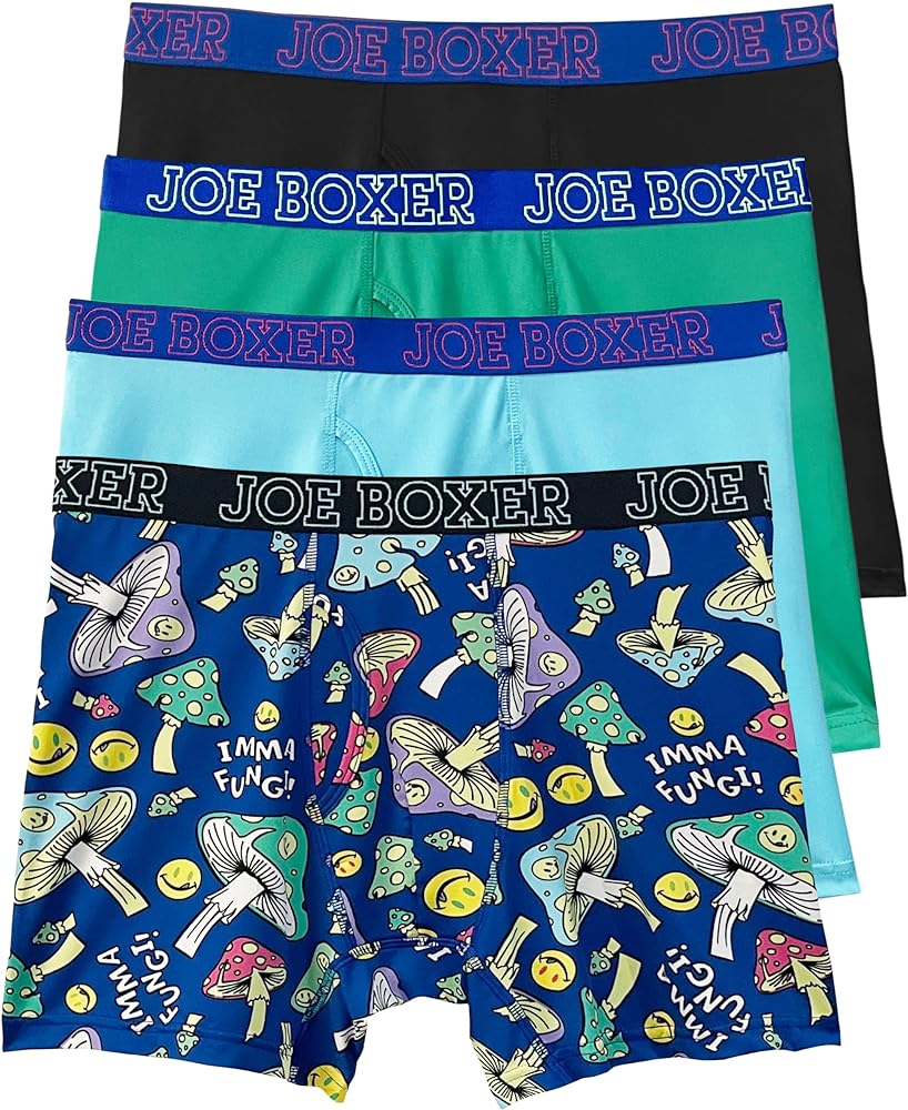 JOE BOXER Mens Boxer Briefs 4-Pack - Tag Free, Moisture-Wicking Performance Boxer Briefs for Men Pack of 4, Men's Underwear