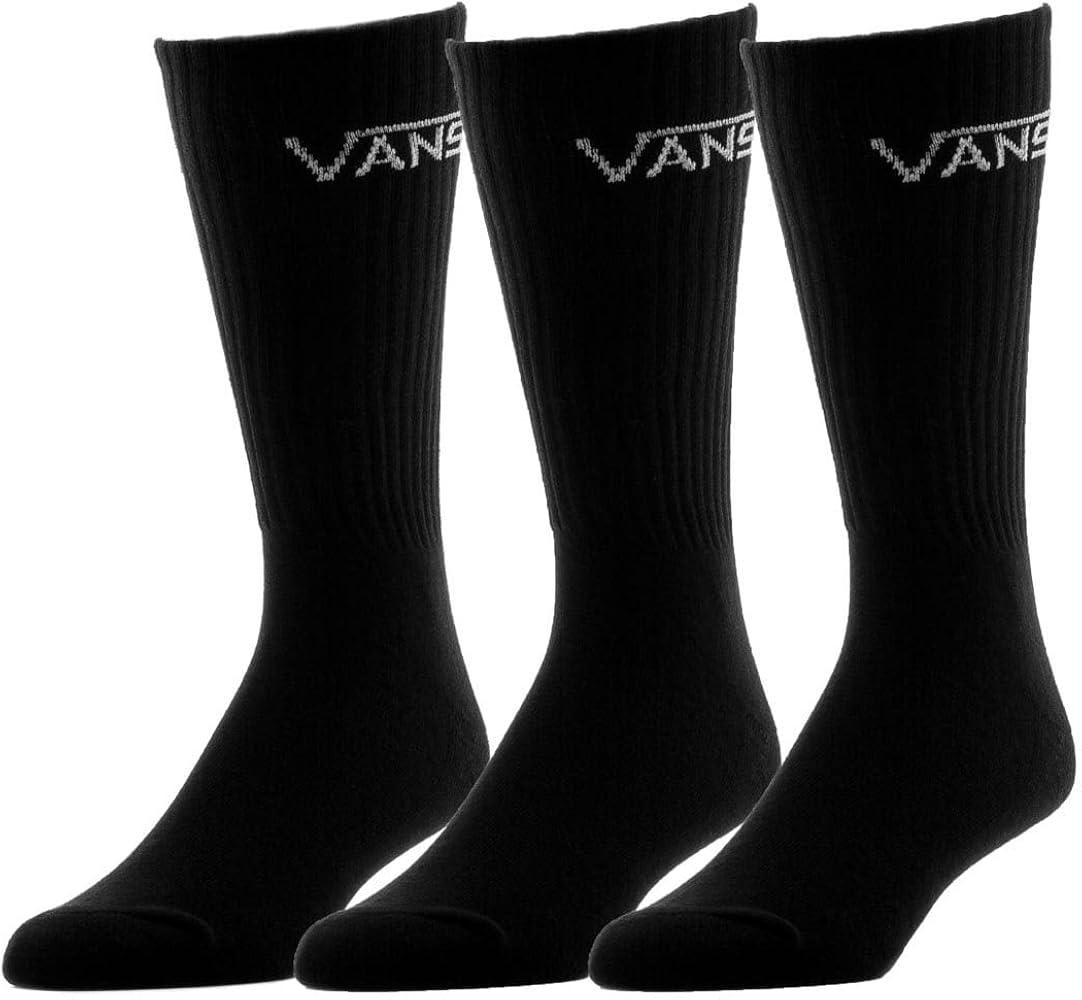 Vans, Classic Crew Socks. 3 Pair Pack - Black, Large (9.5-13)