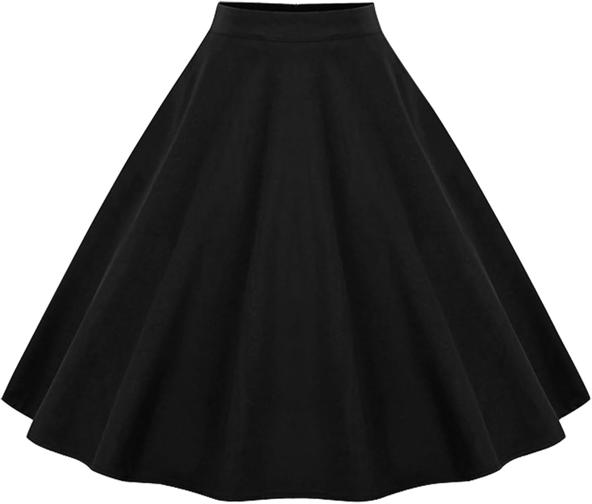 KILLREAL Women's Vintage Knee Length Flare Floral A Line Pleated Skirt