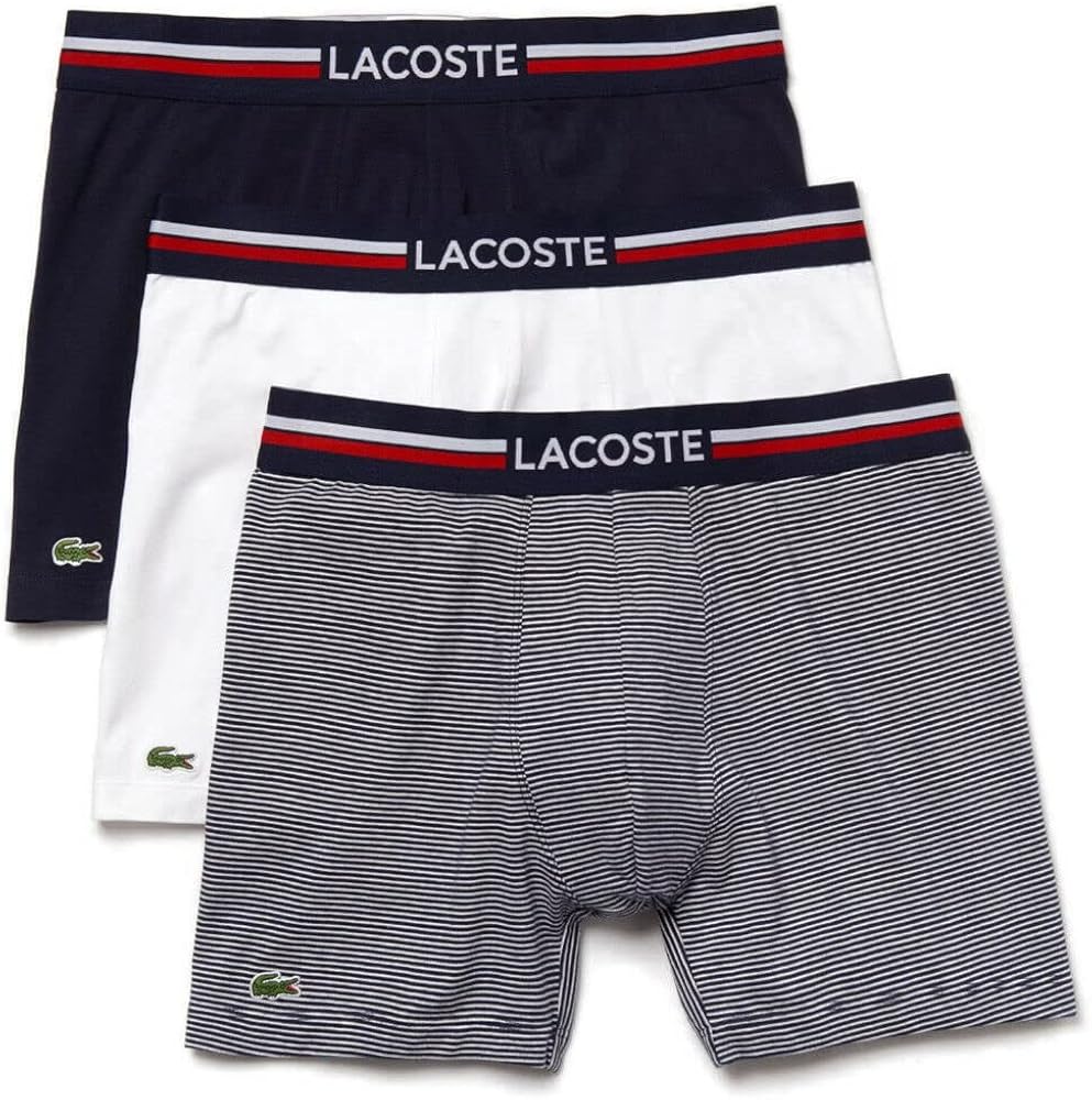 Lacoste Men's Tricolor Stretch Cotton Jersey Boxer Brief 3-Pack