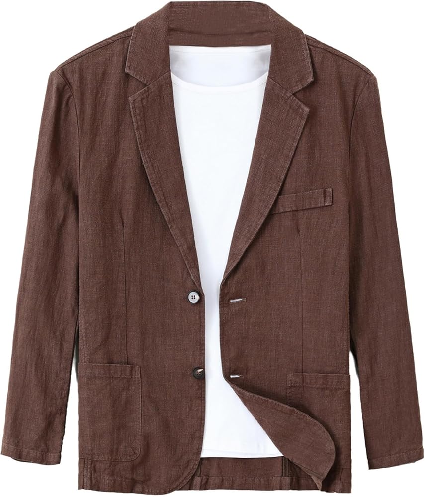 GIBZ Men's Casual Linen Blazer Jacket Lightweight and Soft 2 Button Sport Coat Solid Business Suit with Pockets