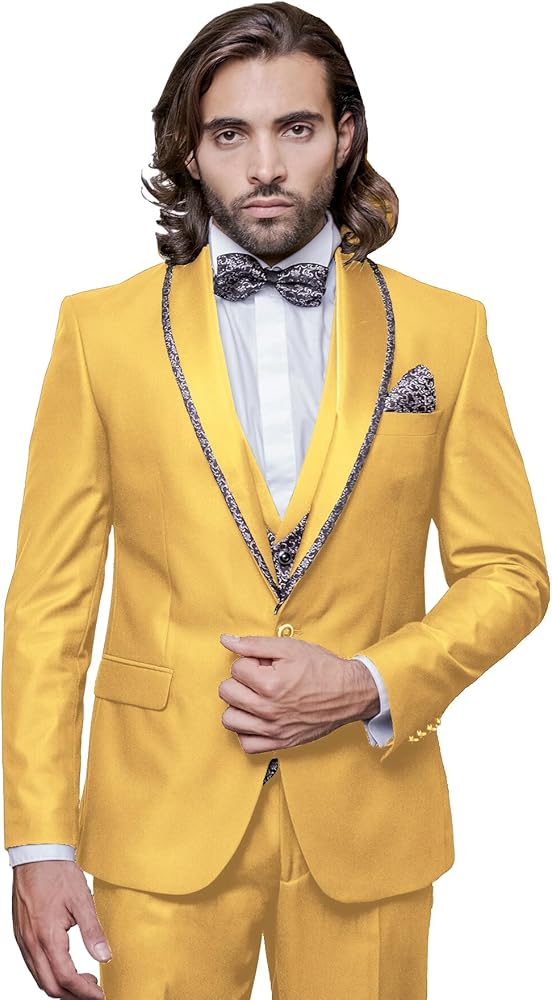 Mens Suit Jacket Blazer Set 3 Piece Slim Regular Fit Business Suits Blazer Tuxedo Men for Wedding Formal Party