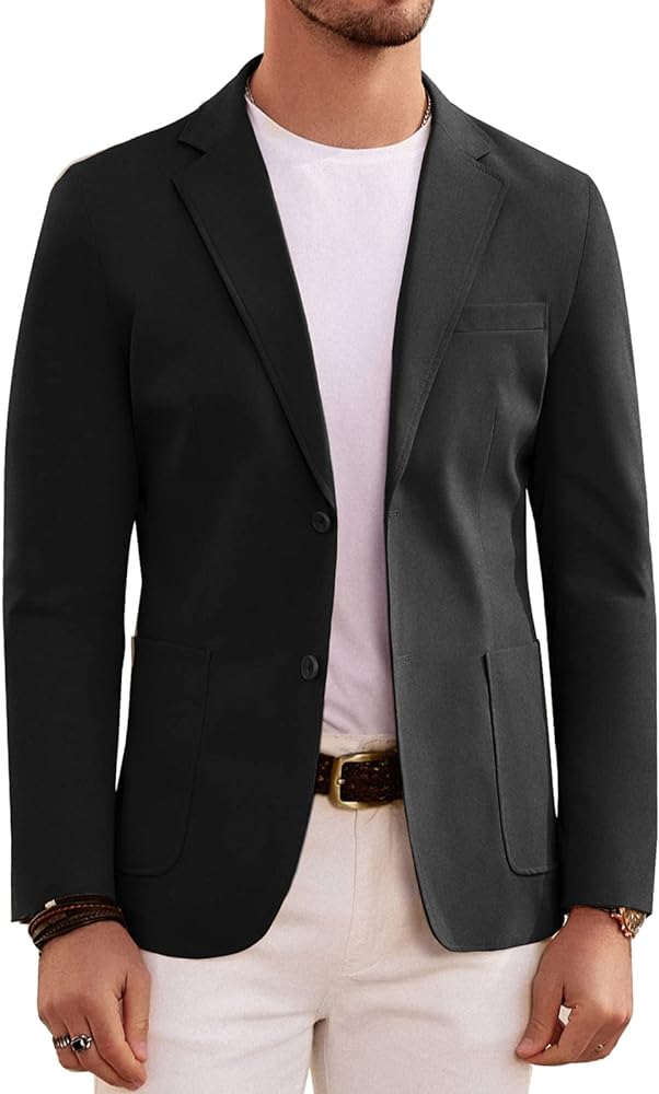 PJ PAUL JONES Men's Lightweight Sport Coat Casual Blazer Two Button Suit Jacket Regular Fit Sportcoat Machine Washable