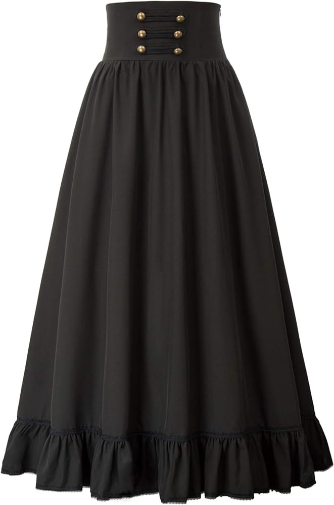 Scarlet Darkness Women Maxi Skirt Victorian Vintage High Waist Long Skirt