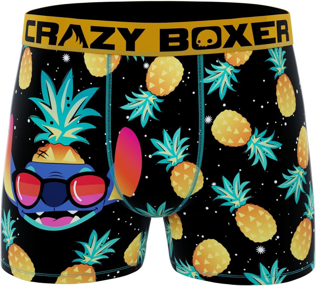 CRAZYBOXER Men's Underwear Disney Tropical Stitch Non-slip waistband Soft Boxer Brief Distortion-free