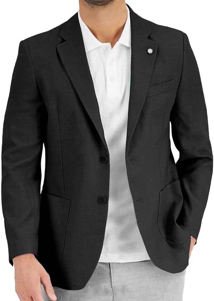 Wangyue Men's Casual Blazer Slim Fit Lightweight Jacket Casual Sport Coat Two Buttons Suit Jackets for Wedding Prom